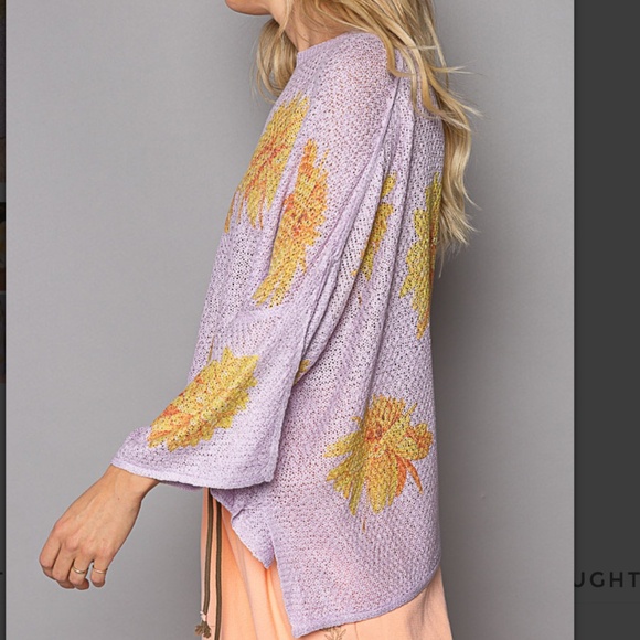 NWOT POL Floral Lightweight Knit Women's Sweater Oversized Small - Picture 3 of 7